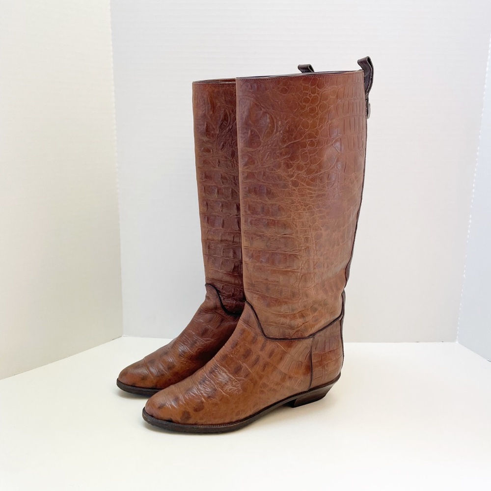 Casuccio & Scalera Croc Embossed Tall Boots Italy Size 8